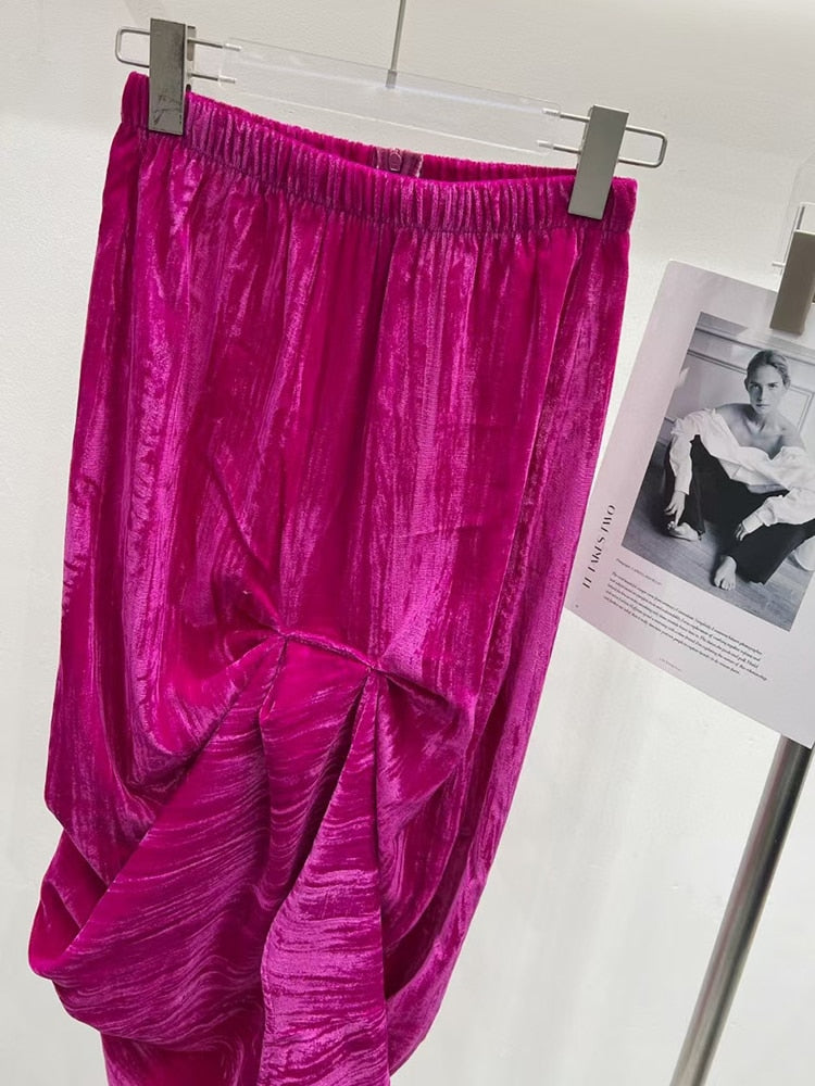 Anais Fuchsia Velvet Skirt