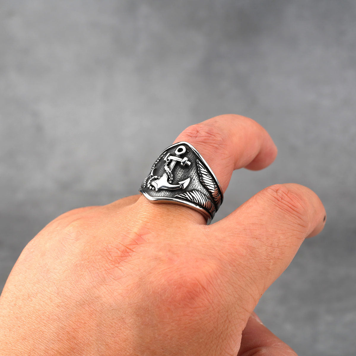 Anchor Totem Stainless Steel Ring