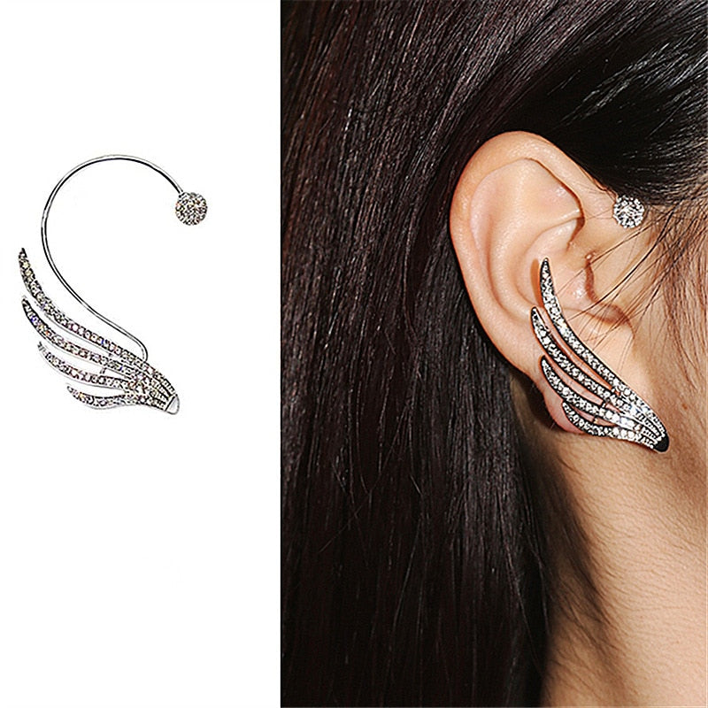 Angel Wing Crystal Ear Cuff Earrings