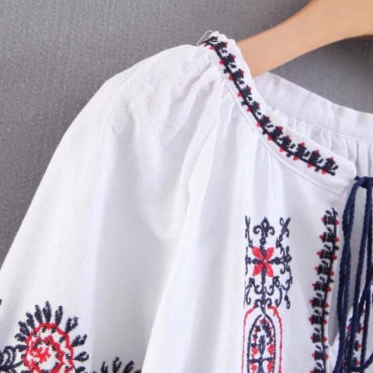 Angkasa Folk Embroidery Tassel Blouse