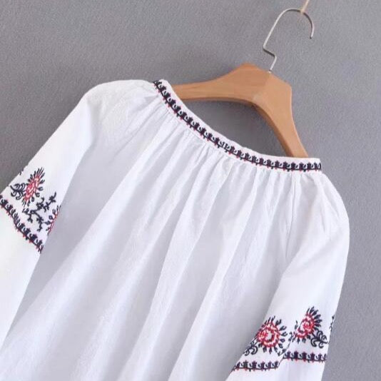 Angkasa Folk Embroidery Tassel Blouse