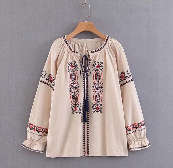 Angkasa Folk Embroidery Tassel Blouse