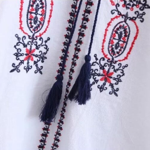 Angkasa Folk Embroidery Tassel Blouse