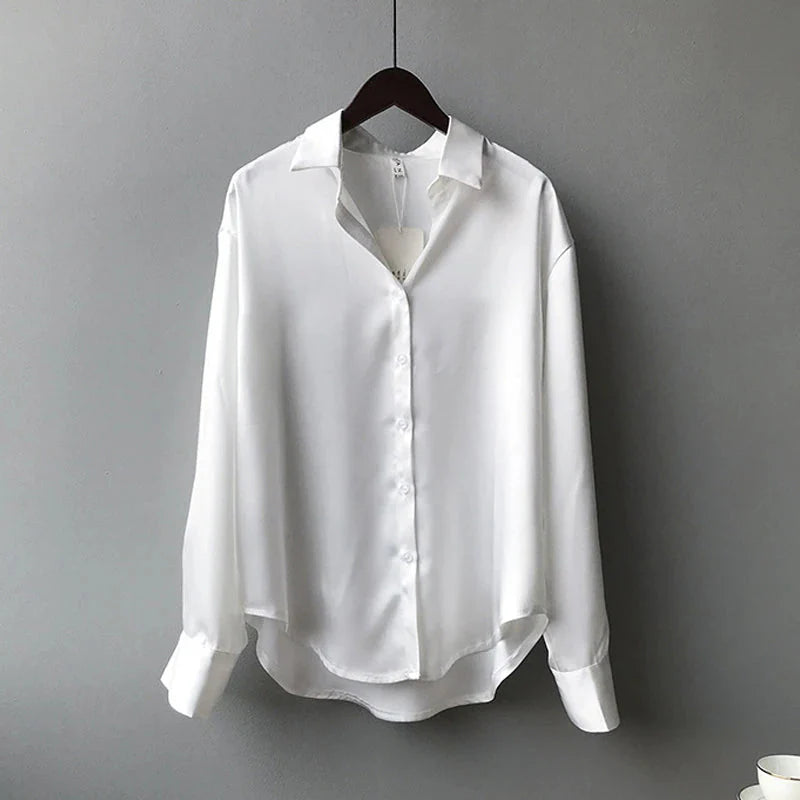 Basic Satin Shirt Blouses