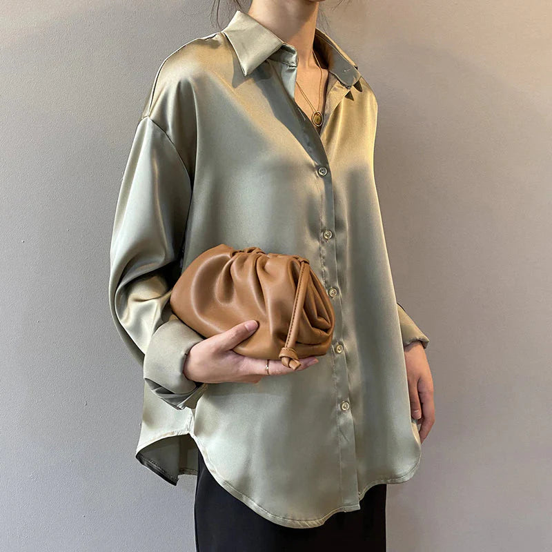 Basic Satin Shirt Blouses