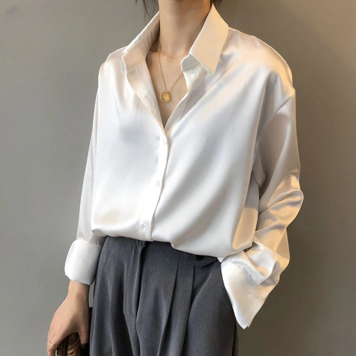 Basic Satin Shirt Blouses