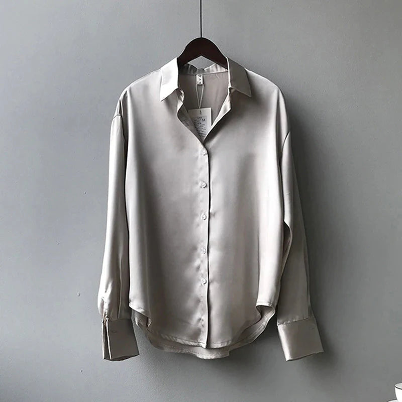 Basic Satin Shirt Blouses