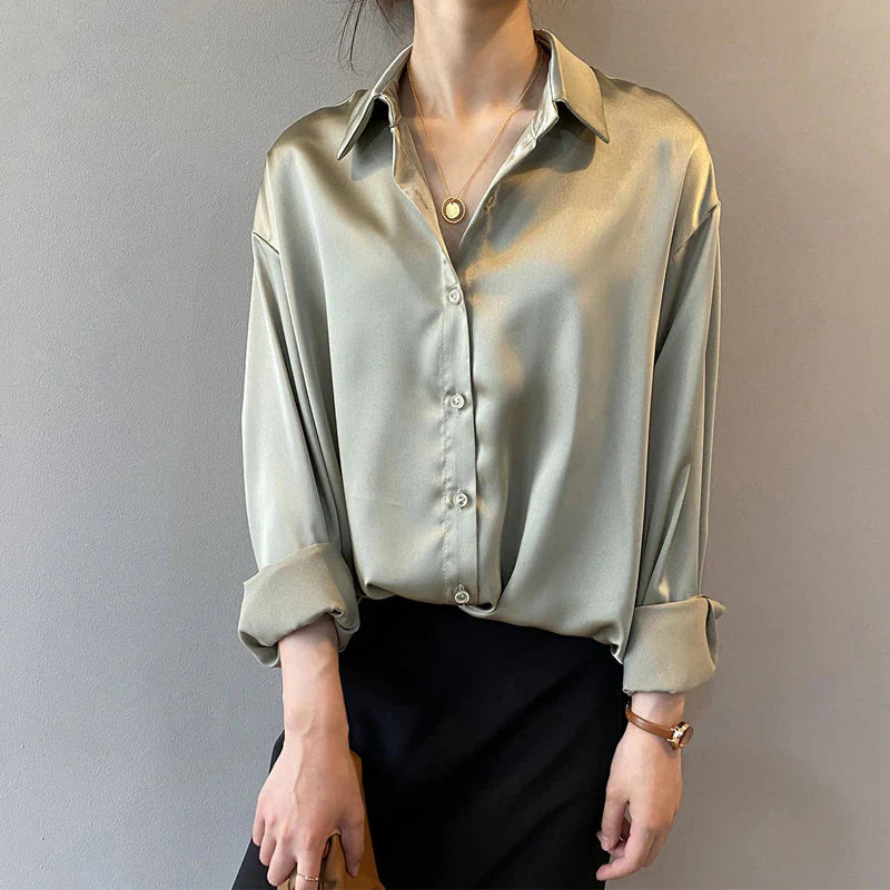 Basic Satin Shirt Blouses