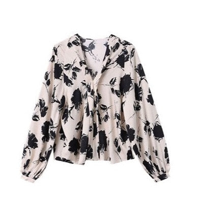 Bianca Black Floral Print Blouse