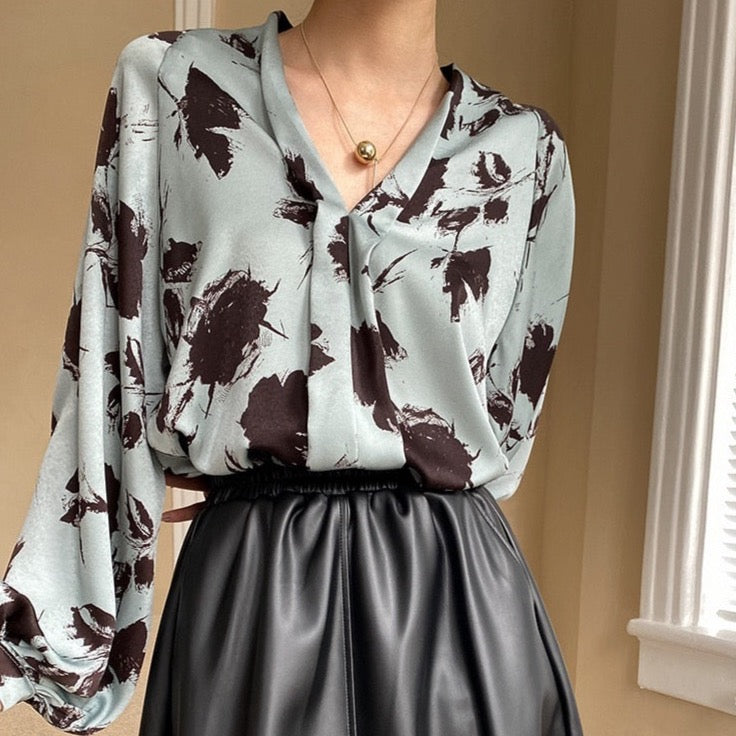 Bianca Black Floral Print Blouse