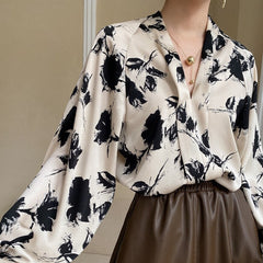 Bianca Black Floral Print Blouse