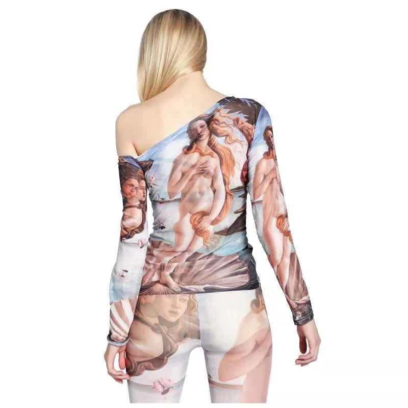 Birth of Venus Tattoo Tissue Off the Shoulder Top & Leggings