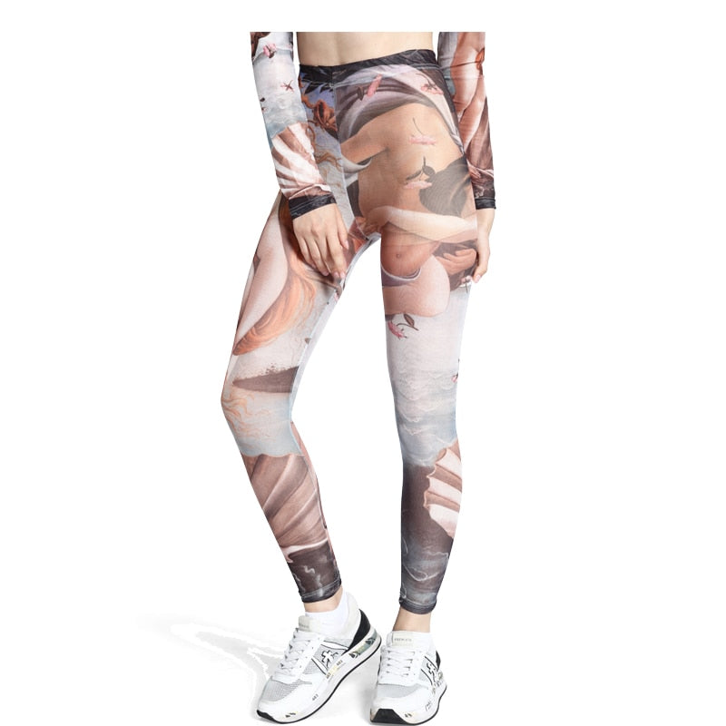 Birth of Venus Tattoo Tissue Off the Shoulder Top & Leggings