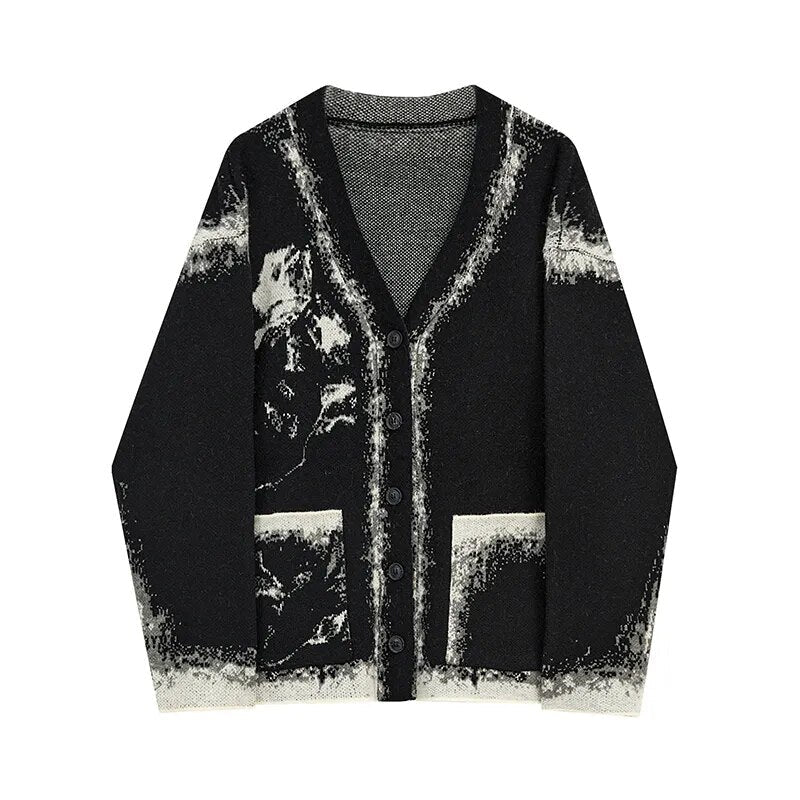 Black Ink Oversized Ombre Sweater Cardigan