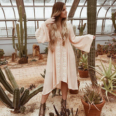 Boho Embroidery Folk Dress