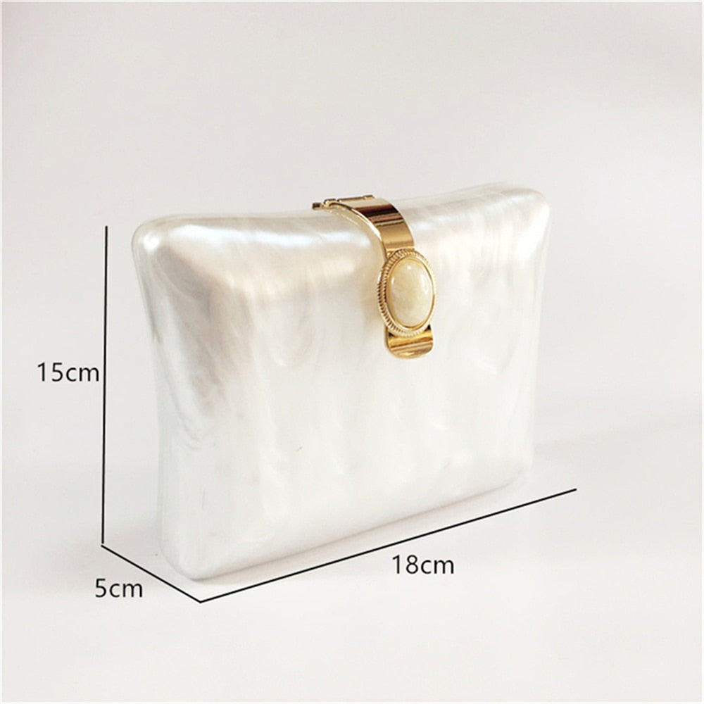 Bulan Pearlescent Acrylic Evening Clutch Bag