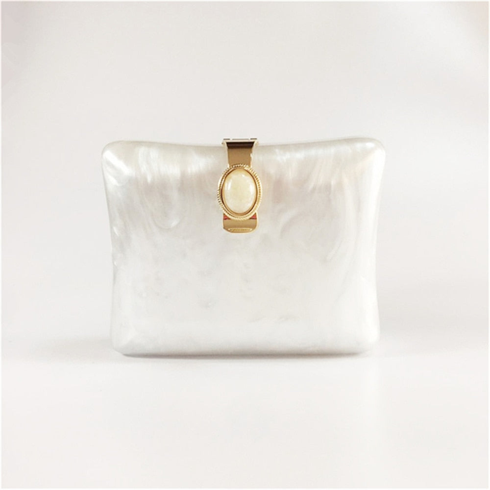 Bulan Pearlescent Acrylic Evening Clutch Bag