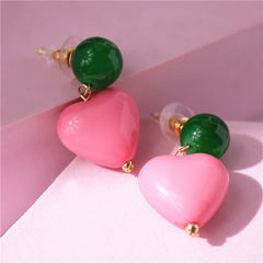 Candy Color Heart and Beads Earrings