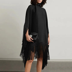 Carie Tassel Loose Fringed Pancho Dress