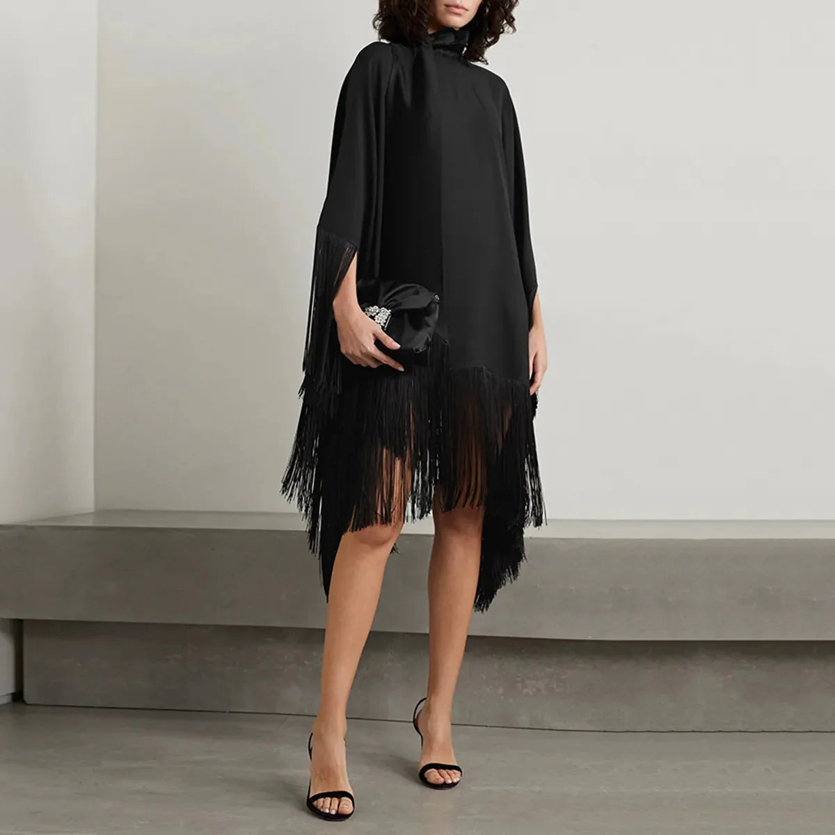 Carie Tassel Loose Fringed Pancho Dress