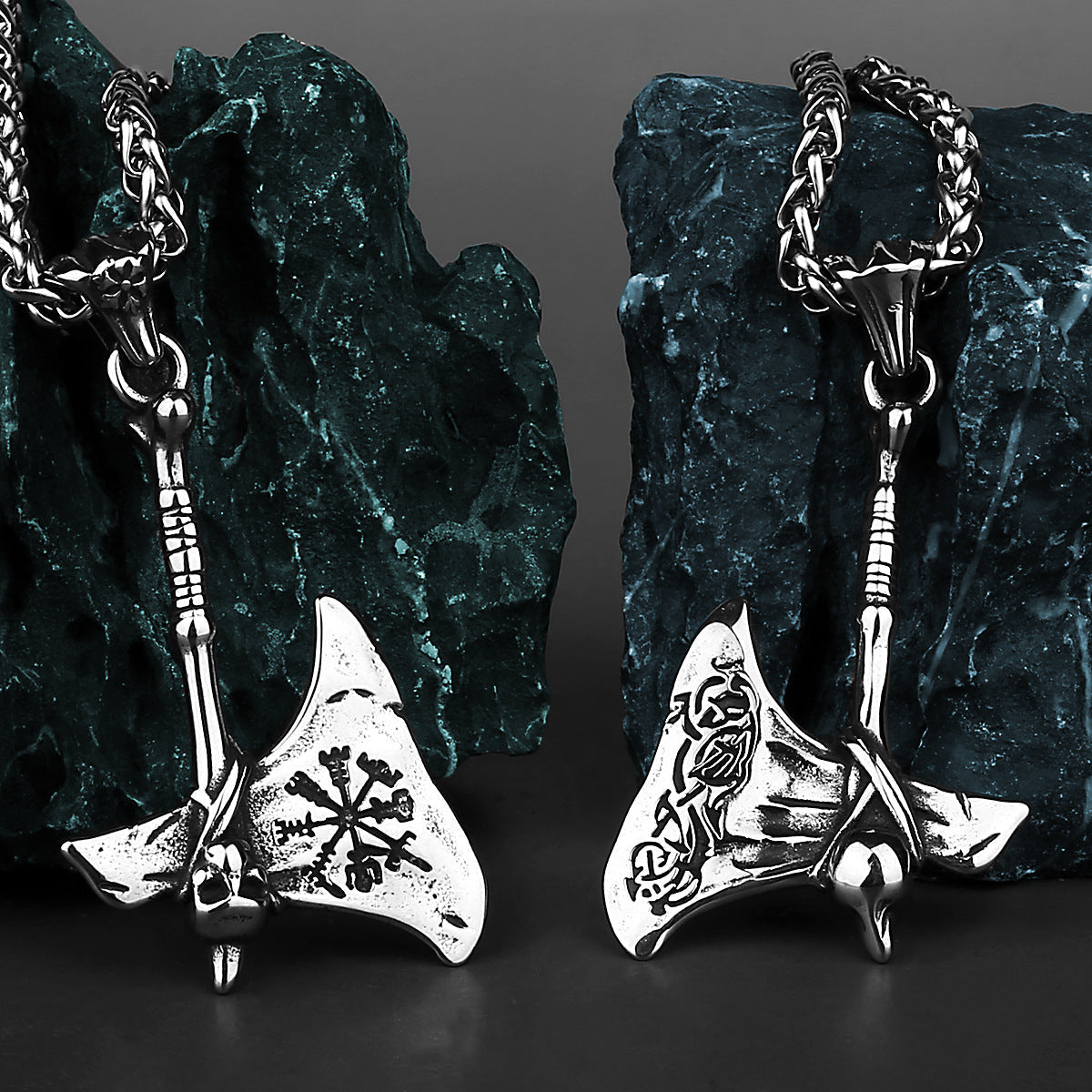 Celtic Skeleton Tomahawk Axe Necklace