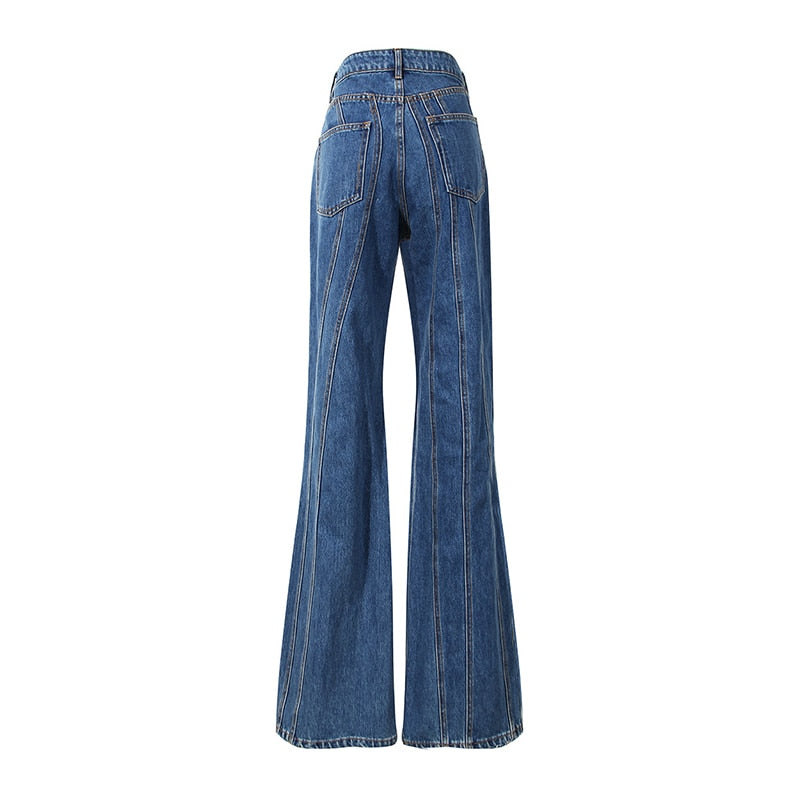 Charlie Pinstriped Patchwork Flare Jeans
