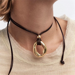 Edvin Arc & Circle Metal Pendant Choker Necklaces