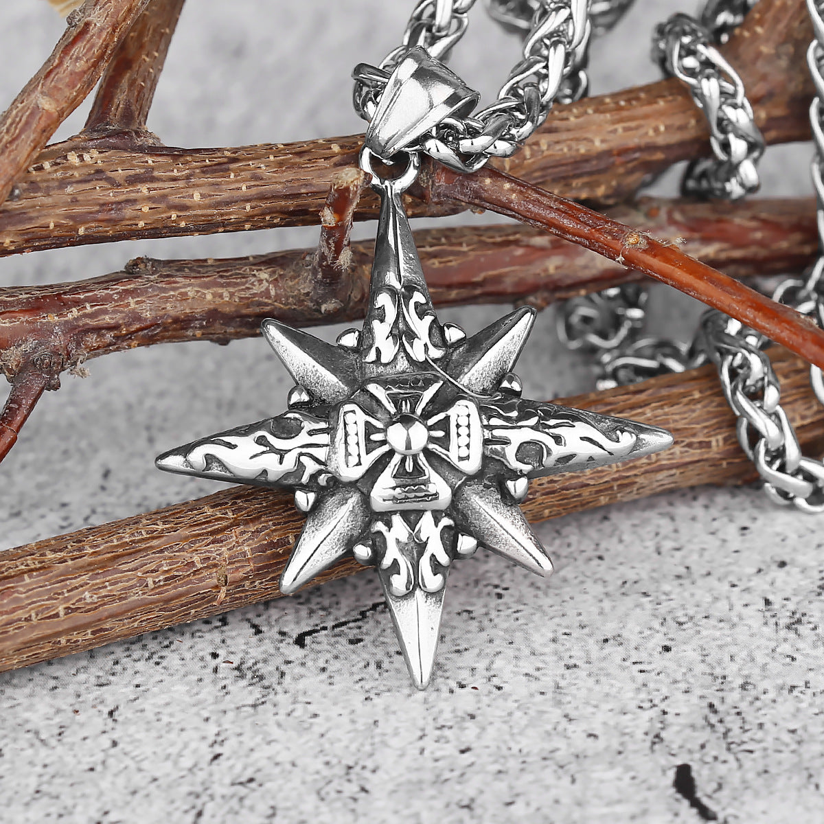 Eight-Pointed Star Compass Necklace