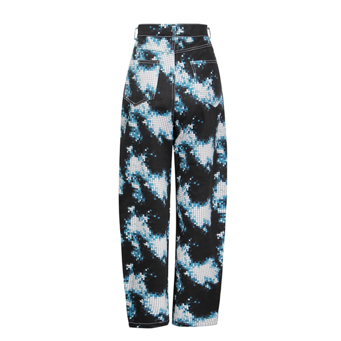 Electric Grid Print Wide Leg Jeans