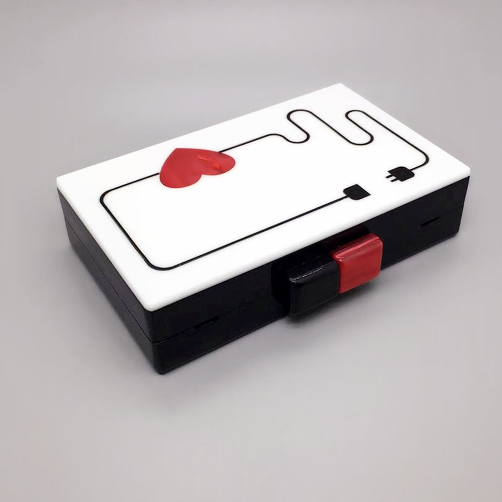 Electric Plug Heart Drawing Acrylic Evening Box Clutch