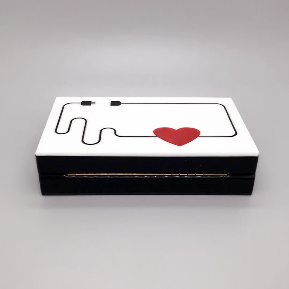 Electric Plug Heart Drawing Acrylic Evening Box Clutch