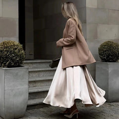 Elegant Satin Flare Maxi Skirts