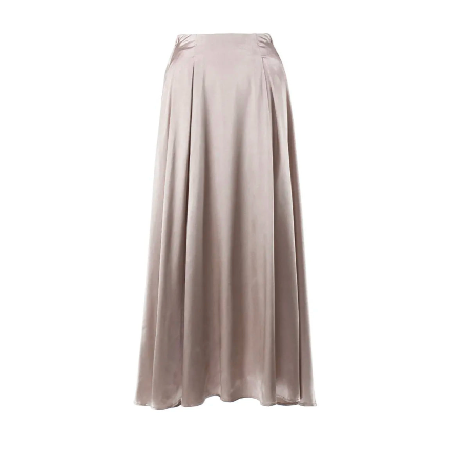 Elegant Satin Flare Maxi Skirts