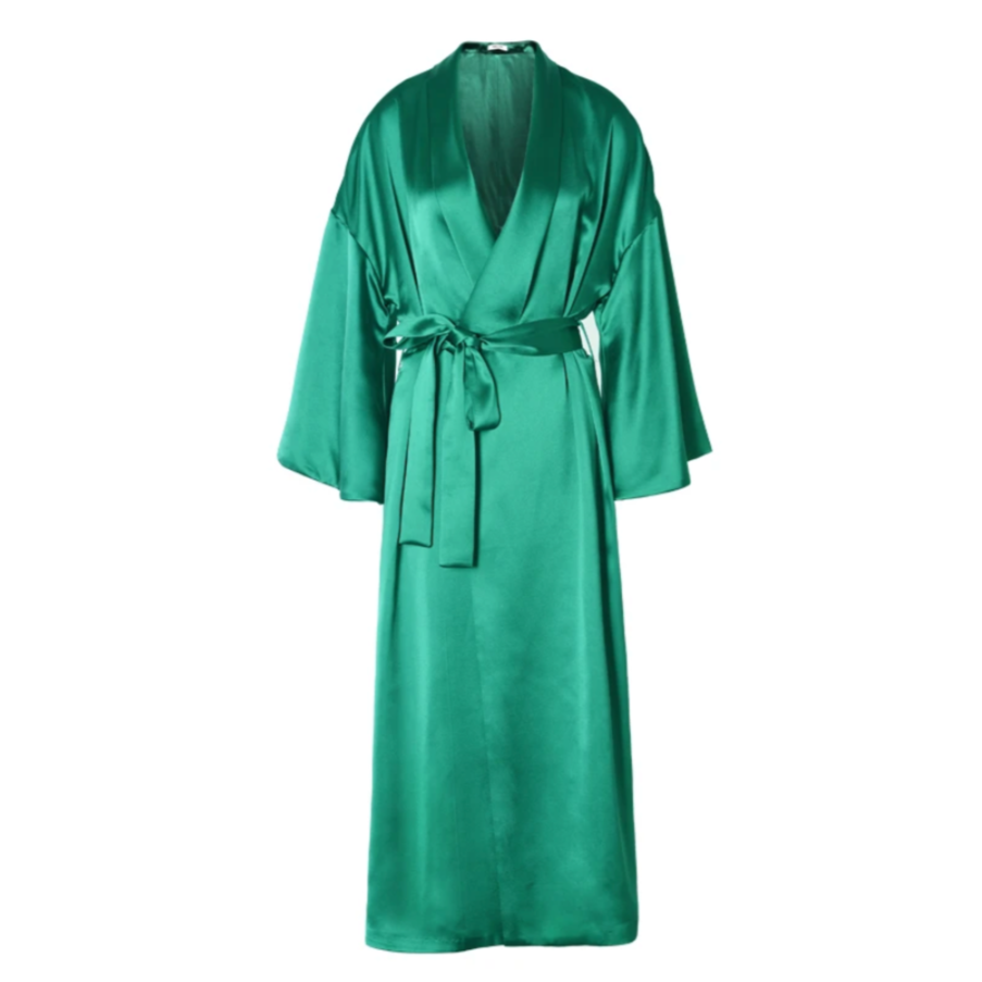 Emerald Green Maxi Satin Kimono Robe/Dress