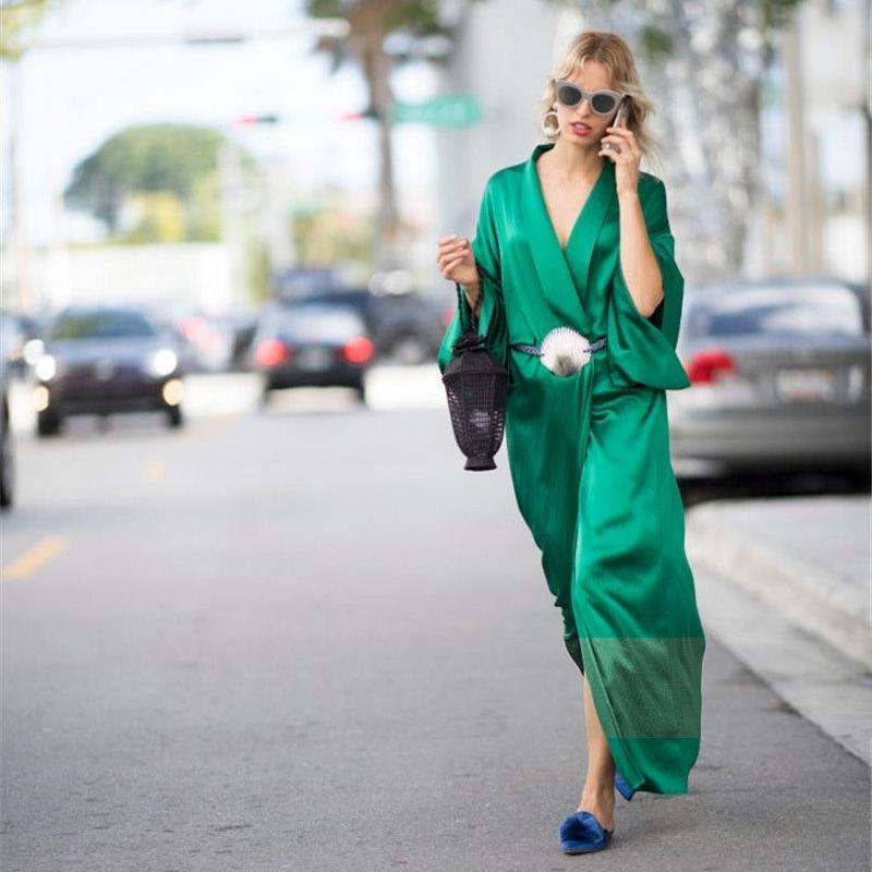 Emerald Green Maxi Satin Kimono Robe/Dress