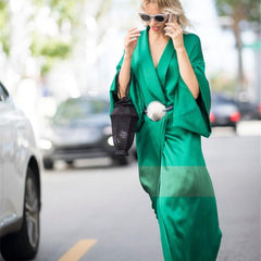 Emerald Green Maxi Satin Kimono Robe/Dress