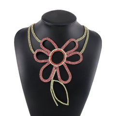 Fien Rhinestone Crystal Flower Bib Necklace