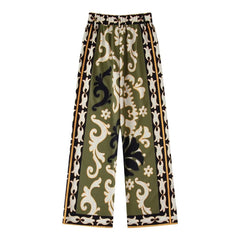 Fleur-de-lis Prints Tunic Top / Wide Leg Pants