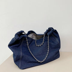 Francoise Large Denim Tote Braided Chain Straps