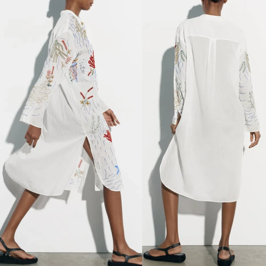 Freyja Bohemian Embroidery Shirt Dress