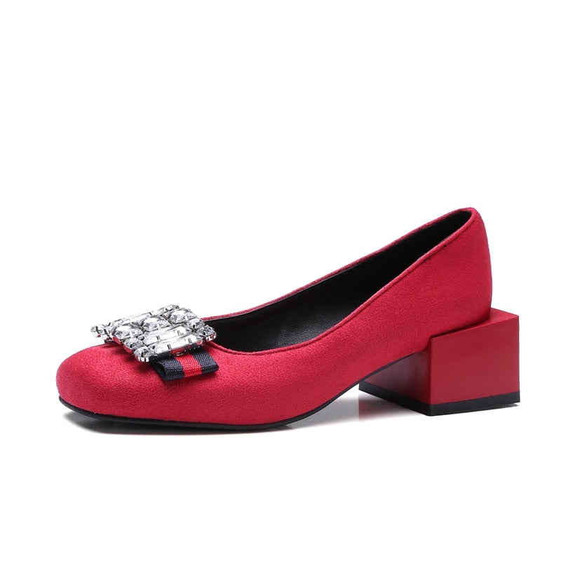 Friya Rhinestone Ballerina Suede Pumps