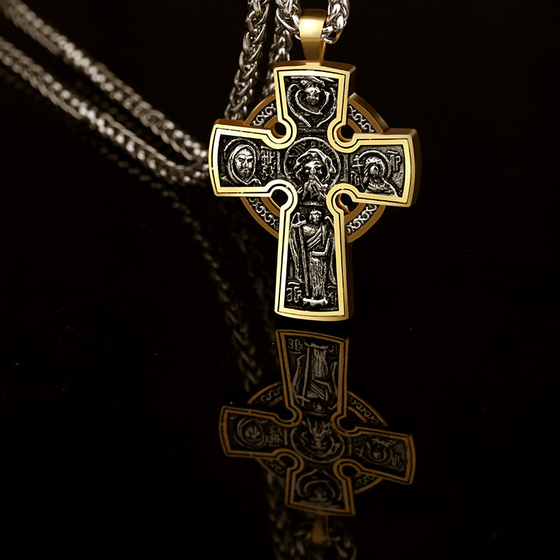 Goth Round Cross Necklace
