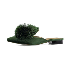 Harper Pom Pom Velvet Mules