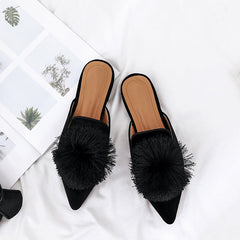 Harper Pom Pom Velvet Mules