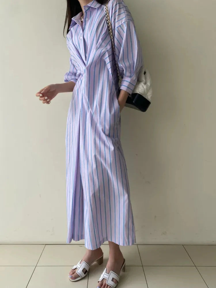 Haru Striped Casual Shirts Dress