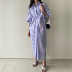 Haru Striped Casual Shirts Dress