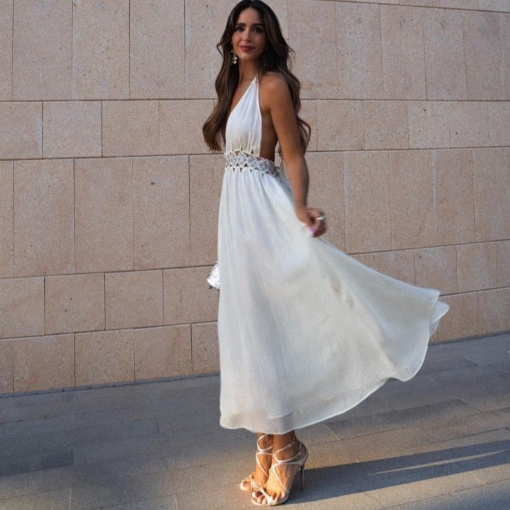 Hollie Goddess Maxi Halter Dress