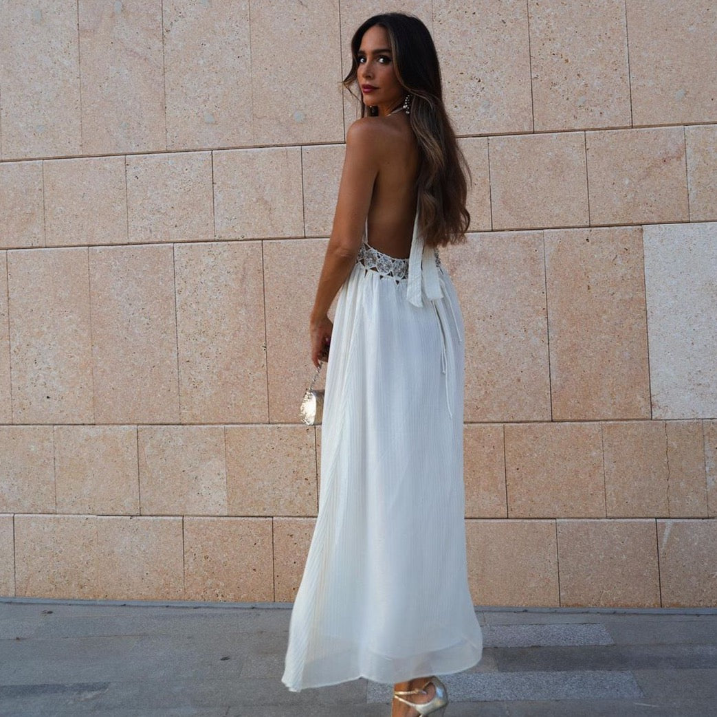 Hollie Goddess Maxi Halter Dress