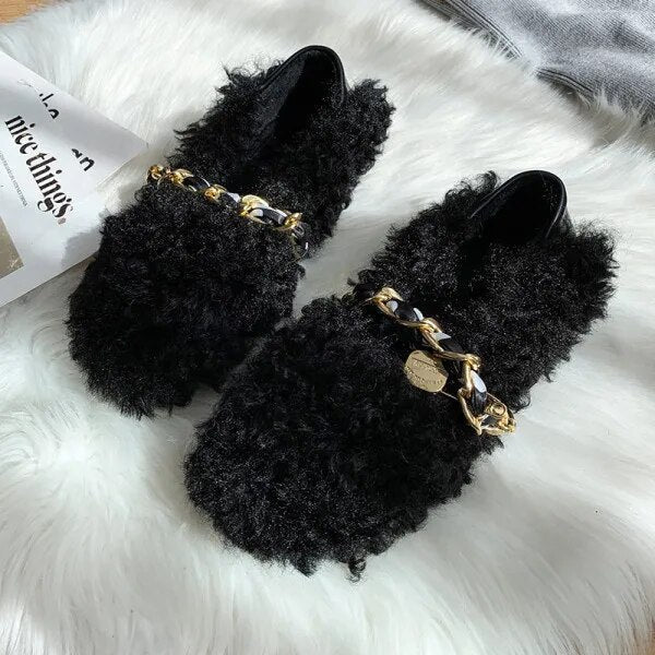 Iida Faux Fur Round Toe Loafers