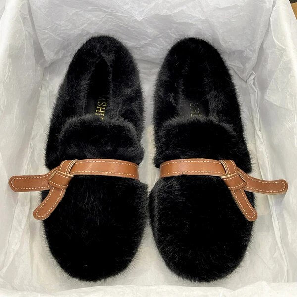 Iida Faux Fur Round Toe Loafers